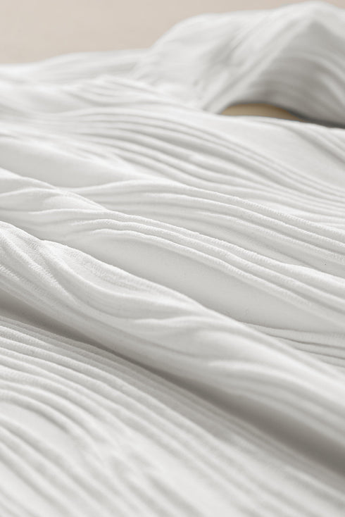 Textured Wavy Round Neck Long Sleeve Top